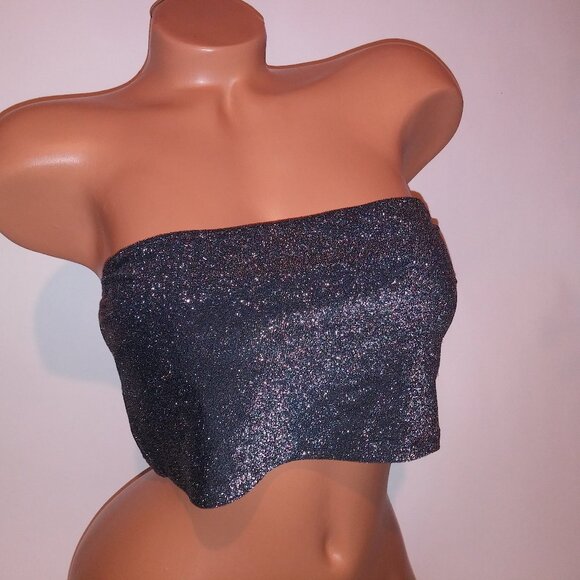 PINK Victoria's Secret Shimmering Black Bikini Top - Picture 1 of 9